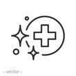 © Yurii - sterile icon, medically sterilized, medical cross with clean shiny surface, thin line symbol on white background - editable stroke vector illustration