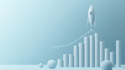 Rocket Launch Upward Growth Chart Business Success Concept