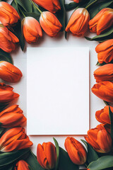 Wall Mural - Orange Tulips with Blank Space for Text