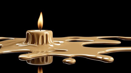 The white candle burns brightly, with wax melting and dripping down its side, creating a dramatic contrast against the dark background