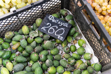 market nature tropical green organic fruit raw delicious food healthy feihua background sweet