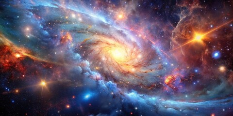 Wall Mural - space background universe filled with stars nebulas and galaxies extreme close-up