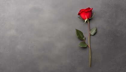 Wall Mural - A single red rose on a textured gray background.