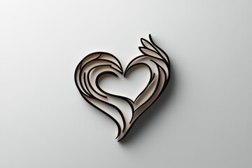 Poster - Minimalist design of a hand resting gently on a heart, symbolizing self-care and compassion through simple, clean lines