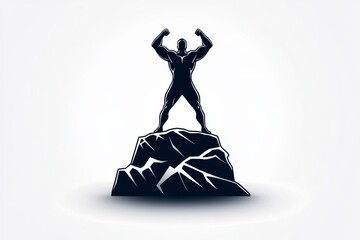 Poster - Simple line art of a person standing firm against adversity, showing strength and calm self-respect in a minimalist style