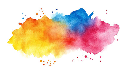 Leinwandbilder - Colorful watercolor stain isolated on a white background AI