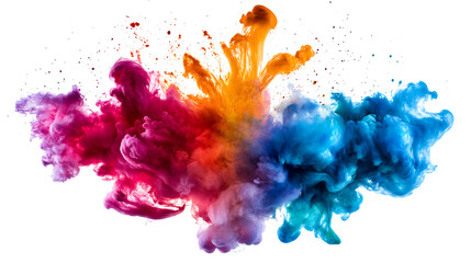 Leinwandbilder - Explosion of colored oil paint isolated on white background 