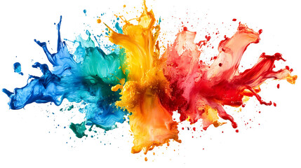 Leinwandbilder - Explosion of colored oil paint isolated on white background 