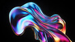 © CreativeCreations - Bold holographic liquid blob shape isolated Iridescent wavy melted substance on black background
