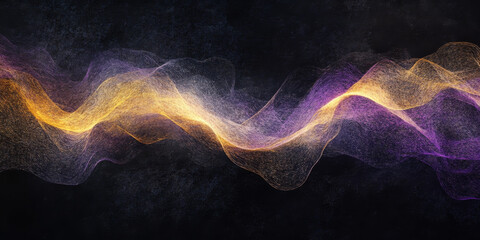 Grainy background featuring a soft lavender, charcoal gray, and sunny yellow glowing color wave on a black dark backdrop, with a textured noise effect for a modern header design