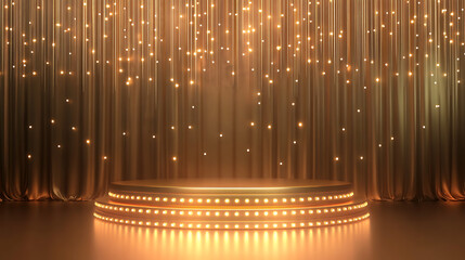 Poster - Empty stage podium background luxury gold background with shiny glow lights