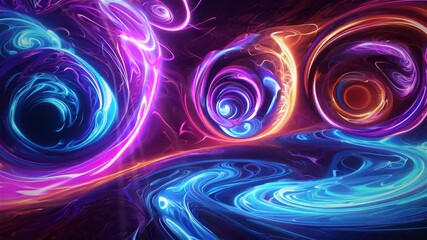 Sticker - glowing infinite looping neon vortex, seamless loop, colorful abstract lines