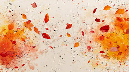 Aufkleber - Captivating image of autumn colored paint splatters on a canvas symbolizing autumn leaves falling 