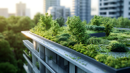 Aufkleber - A green roof installation on a sustainable building 