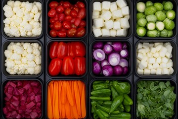 Wall Mural - A variety of fresh vegetables arranged in containers for preparation.