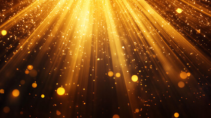 Poster - Golden light rays effect with geometric shapes