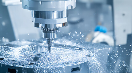 Aufkleber - Metalworking CNC milling machine Hi technology machining concept 