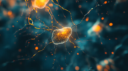 Fototapete - Neurons brain cell medical background 