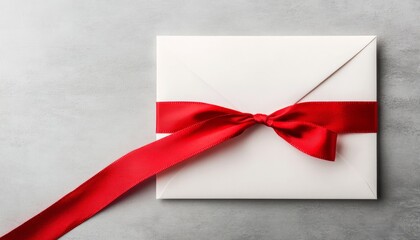 Sticker - A white envelope tied with a red ribbon, suggesting a gift or invitation.