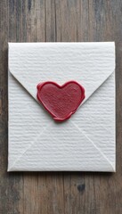 Canvas Print - A white envelope sealed with a red heart wax stamp, symbolizing love.