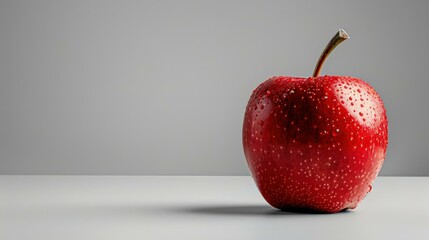 Sticker - A red apple with water droplets on its skin. AI.