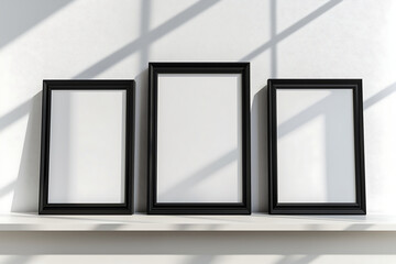 photorealistic focused 8k boho clean minimalist style room 2 rows of 3 black frames 6 black frames total blank mockup picture 2x3 ratio frame straight front on view i