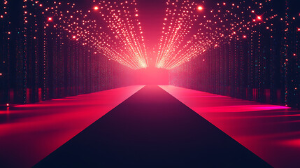 Poster - Red carpet rolling out in front of glamorous movie premiere background