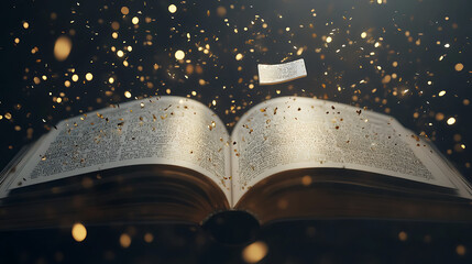 Poster - an open book with bookmark flying out of it 