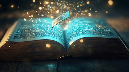 Poster - an open book with bookmark flying out of it 