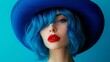 © Fantastic - photo model with blue hair and red lips