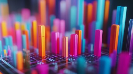 Leinwandbilder - Vibrant Data Visualization with Colorful Bar Graphs