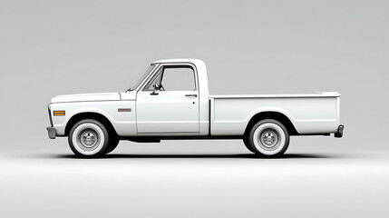 Poster - side view of white pick up truck on white background great for mockup and concepts 