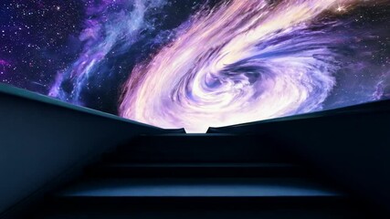 Canvas Print - background abstract galaxy stairs stair fantasy space light sky universe star door mystery magic ast