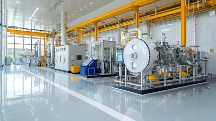 Poster - Cutting Edge Modern Fuel Processing Facility with Sleek Minimalist Design and Advanced Machinery Reflecting Technological Innovation