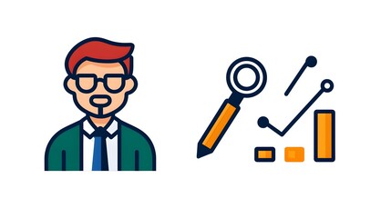 Leinwandbilder - Set of Line Style Icons Representing Data Optimization and Analysis Concepts for Modern Web Interfaces and Statistical Dashboards with Minimalist Design