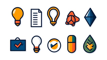 Aufkleber - line style of web icons featuring data collection survey results and price analysis concepts   perfect for modern website and app design digital analytics and business intelligence visualization