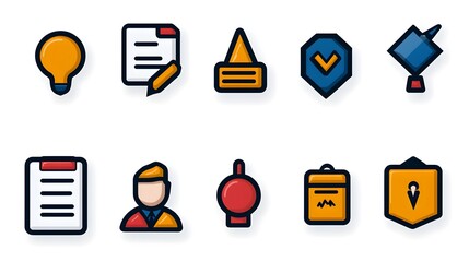 Fototapete - featuring a collection of web icons in a minimalist line style designed to represent data collection survey results and price analysis