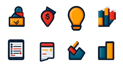 Fototapete - Detailed of web icons in clean line style featuring data collection survey results and price analysis tools   perfect for modern websites apps and digital dashboards
