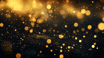 Wall Mural - falling gold lights gala texture gold abstract sparkle dust particles light dark pattern gold overla
