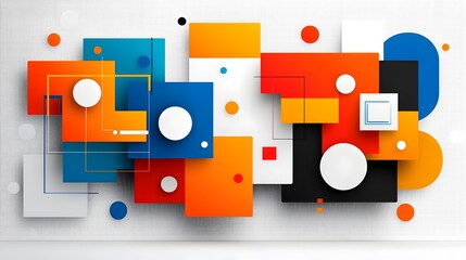 Leinwandbilder - Bold geometric shapes arranged in a clean distorted grid with a groovy retro feel reflecting a modern minimalist design aesthetic