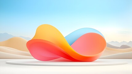 Aufkleber - This abstract minimalist backdrop features fluid curved lines and gradient shades that intertwine to create a mesmerizing modern design