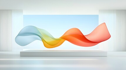 Fototapete - Fluid curved lines and gradient shades intertwine to create an abstract minimalist backdrop reflecting a sense of motion and modern design  The smooth