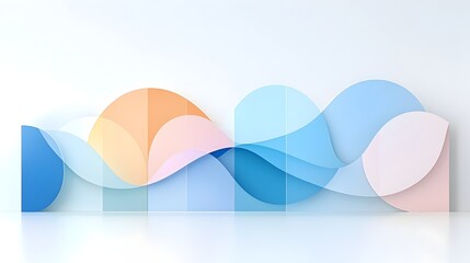 Fototapete - Smooth and fluid curved lines merging with soft gradients producing an abstract minimalist design that reflects a modern clean and simple aesthetic
