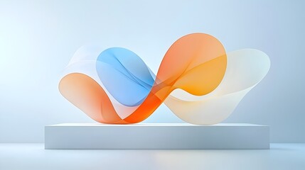 Fototapete - Minimalist abstract design with fluid flowing curves and gradient color layers evoking a sense of smooth motion and modern simplified elegance