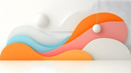 Fototapete - Harmonious abstract composition featuring curved lines and gradients blending seamlessly to create a minimalist backdrop that symbolizes fluid motion and contemporary digital design