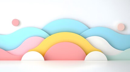 Fototapete - Stunning abstract background featuring a seamless composition of soft gradient layers and graceful arcs showcasing a sense of fluid motion and a clean minimalist aesthetic