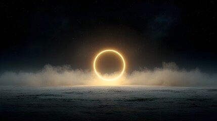 Leinwandbilder - Glowing Ethereal Orb Surrounded by Cosmic Mist with Mesmerizing Motion Effect in Minimalist Design  Abstract and visually striking digital artwork with a futuristic serene and captivating atmosphere