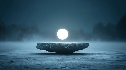 Leinwandbilder - A luminous orb gently hovering in a hazy cosmic scene creating a sense of motion and tranquility in a minimalist abstract design
