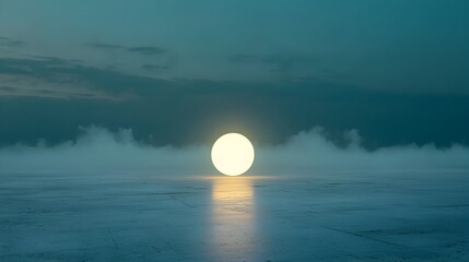Leinwandbilder - Luminous and Mystical Orb Hovering in a Serene Foggy Cosmic Scene Creating a Sense of Motion and Tranquility in Minimalist Abstract Design
