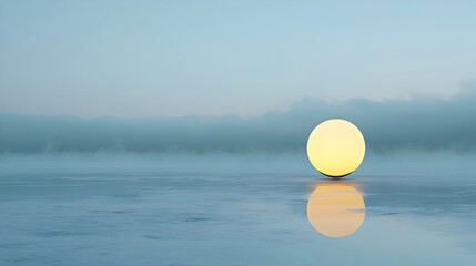 Aufkleber - Luminous orb set in a misty cosmic scene glowing softly to reflect motion and mystery in a minimalist abstract digital design  The ethereal shimmering sphere creates a serene